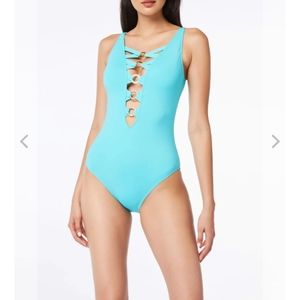 Bleu Rod Beattie Ring Me Up Plunge Mio One Piece Swimsuit Size 14